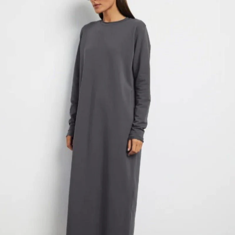 Classic Pullover Maxi Dress | Round Neck Long Sleeve Solid Color Dress(MA317) - Image 2
