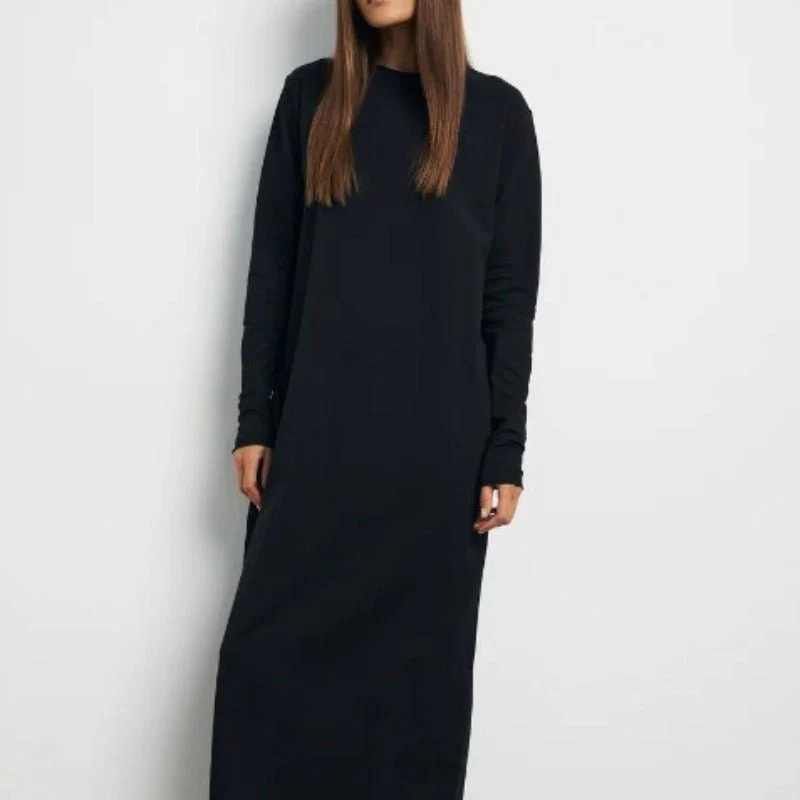 Classic Pullover Maxi Dress | Round Neck Long Sleeve Solid Color Dress(MA317) - Image 5