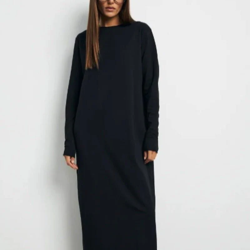 Classic Pullover Maxi Dress | Round Neck Long Sleeve Solid Color Dress(MA317) - Image 6