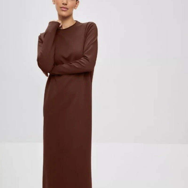 Classic Pullover Maxi Dress | Round Neck Long Sleeve Solid Color Dress(MA317) - Image 7