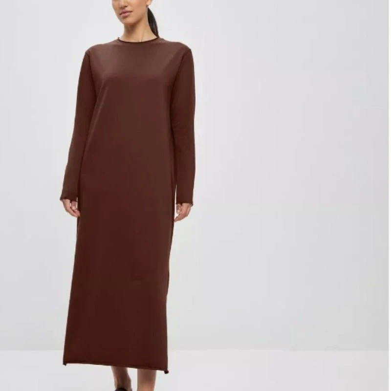 Classic Pullover Maxi Dress | Round Neck Long Sleeve Solid Color Dress(MA317) - Image 8