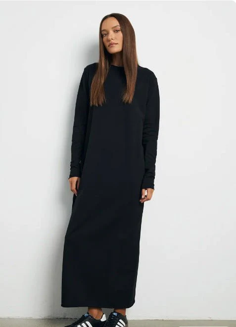 Classic Pullover Maxi Dress | Round Neck Long Sleeve Solid Color Dress(MA317) - Image 9