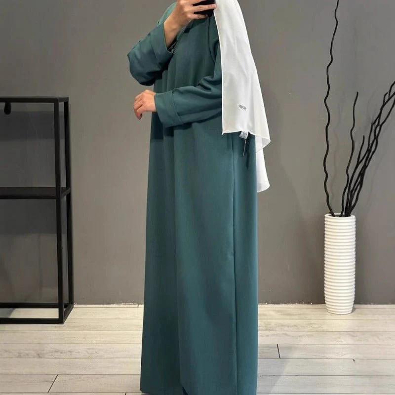 Classic Round Neck Pullover Maxi Dress | Minimalist Solid Color Fall Winter Dress(MA318) - Image 4