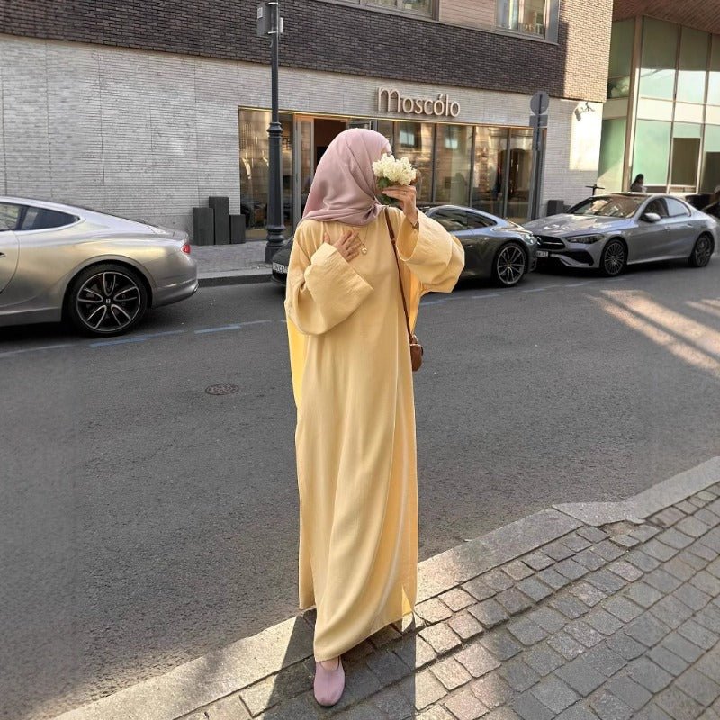 Comfortable Solid Color Abaya & Loose Pants Set | 2-Piece Casual Modest Abaya Outfit (MS136) - Image 2