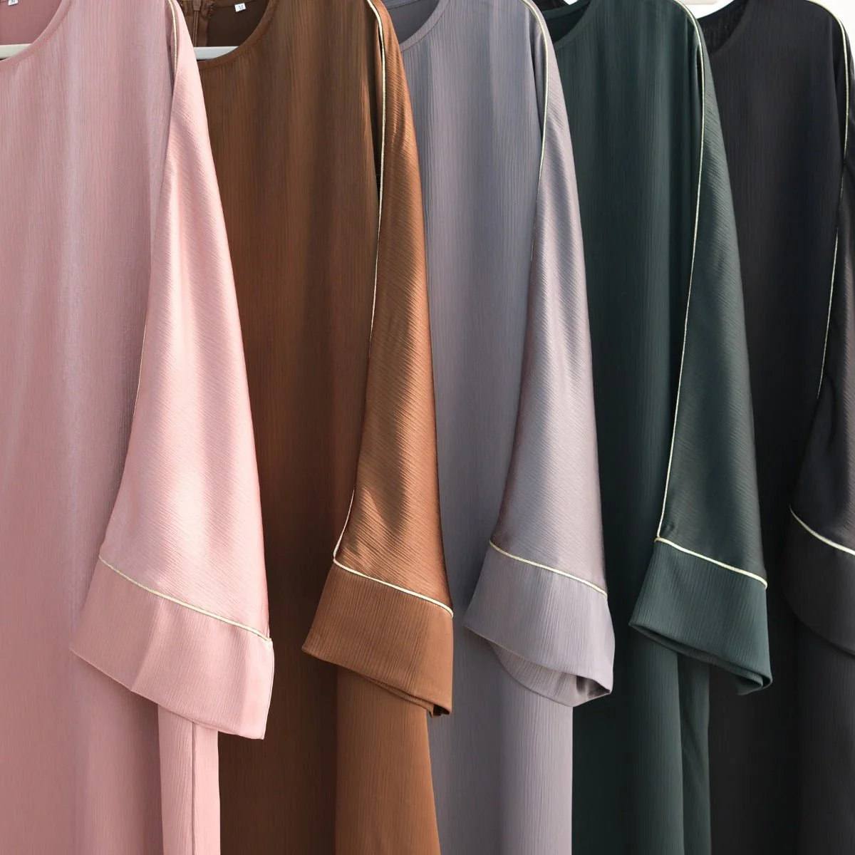 Contrast Colour Trimmed Robe - Modest Casual Dress with Flared Sleeves(MA280) - Image 11