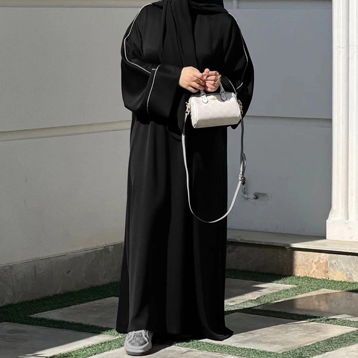 Contrast Colour Trimmed Robe - Modest Casual Dress with Flared Sleeves(MA280) - Image 15