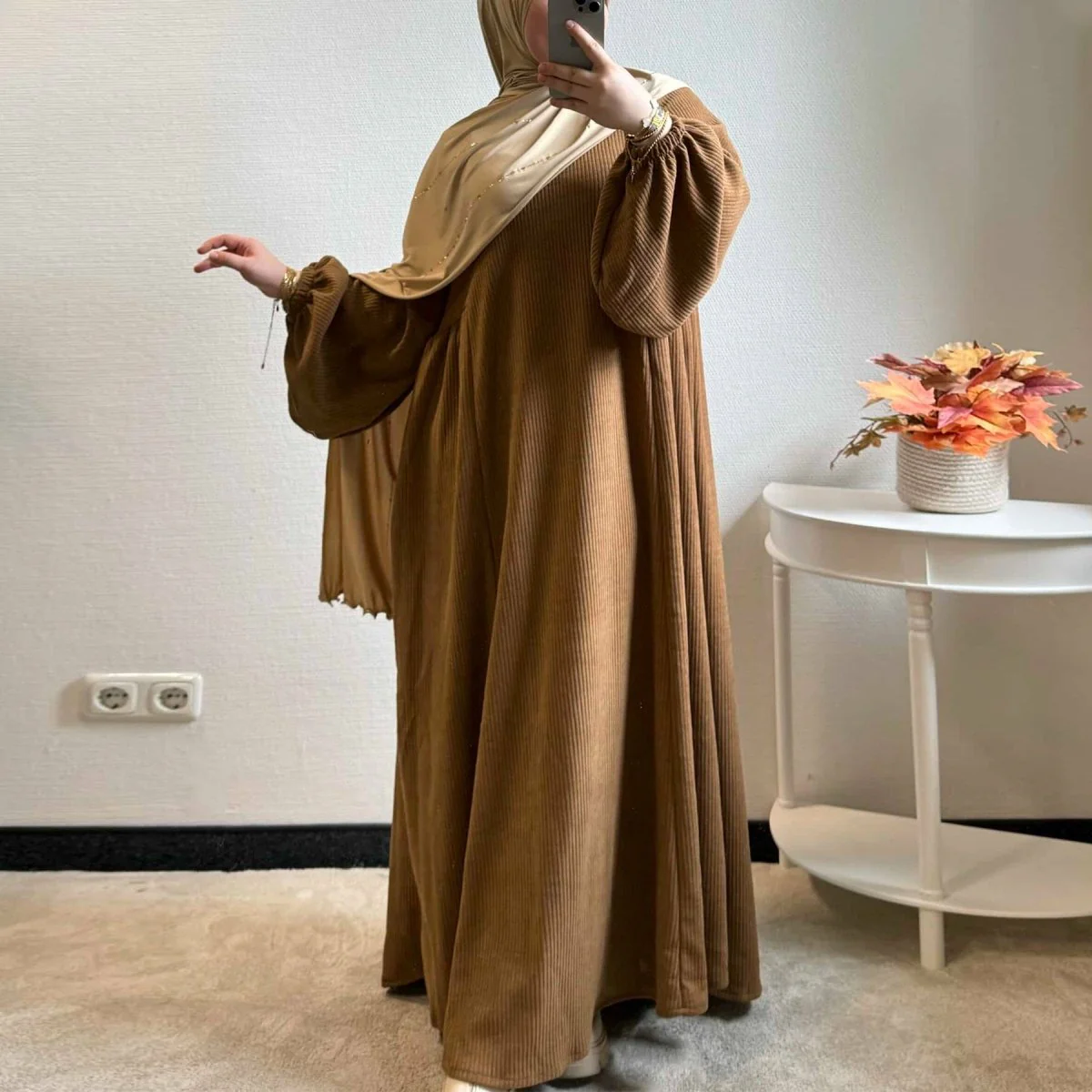 Corduroy Swing Loose Abaya | Corduroy Casual Abaya (MA117) - Image 11