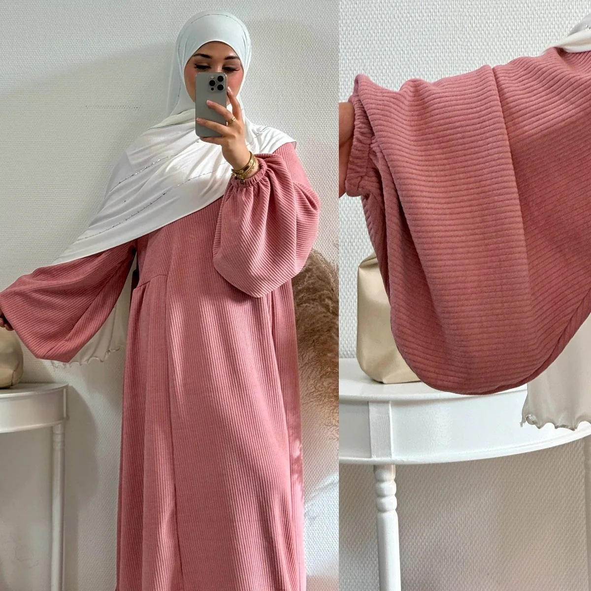 Corduroy Swing Loose Abaya | Corduroy Casual Abaya (MA117) - Image 12