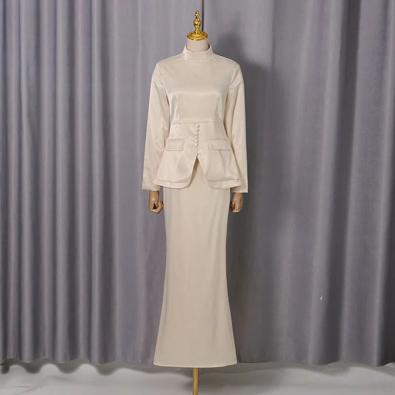 Corset Peplum Top & Maxi Skirt Set (MS396) - Image 5