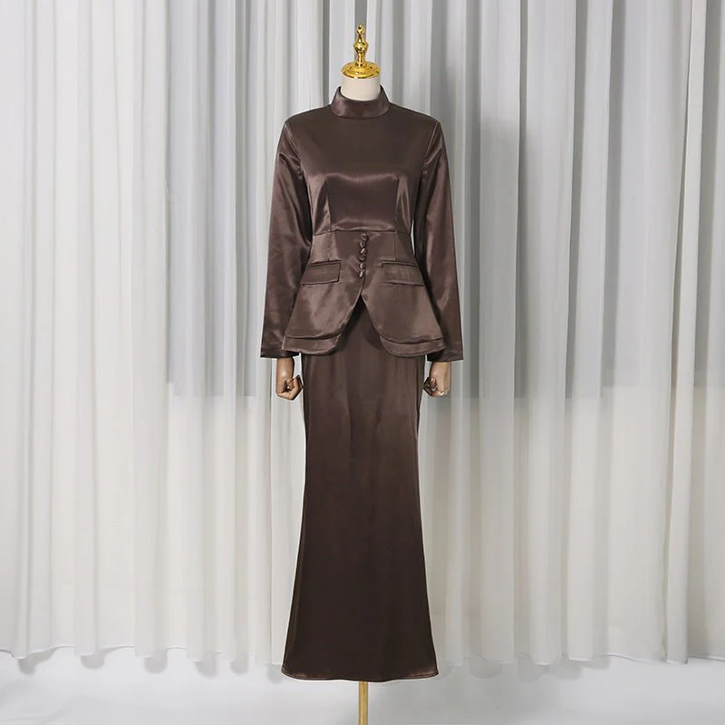 Corset Peplum Top & Maxi Skirt Set (MS396) - Image 6