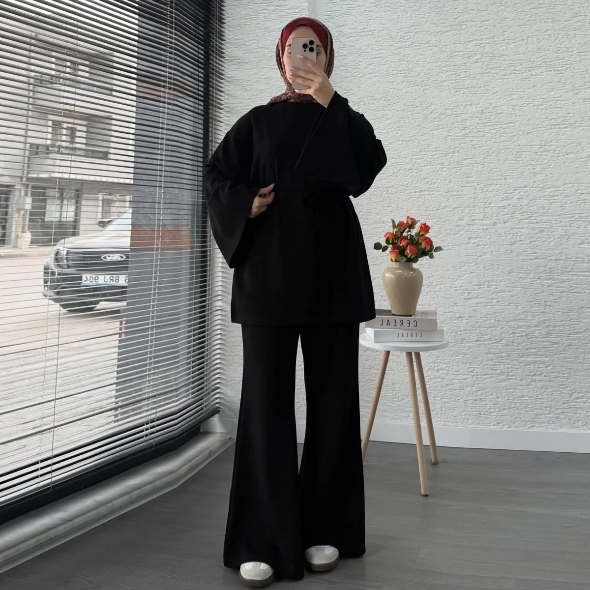 Cotton Two-Piece Set | Belted Tunic Top & Pants(MS279) - Image 12