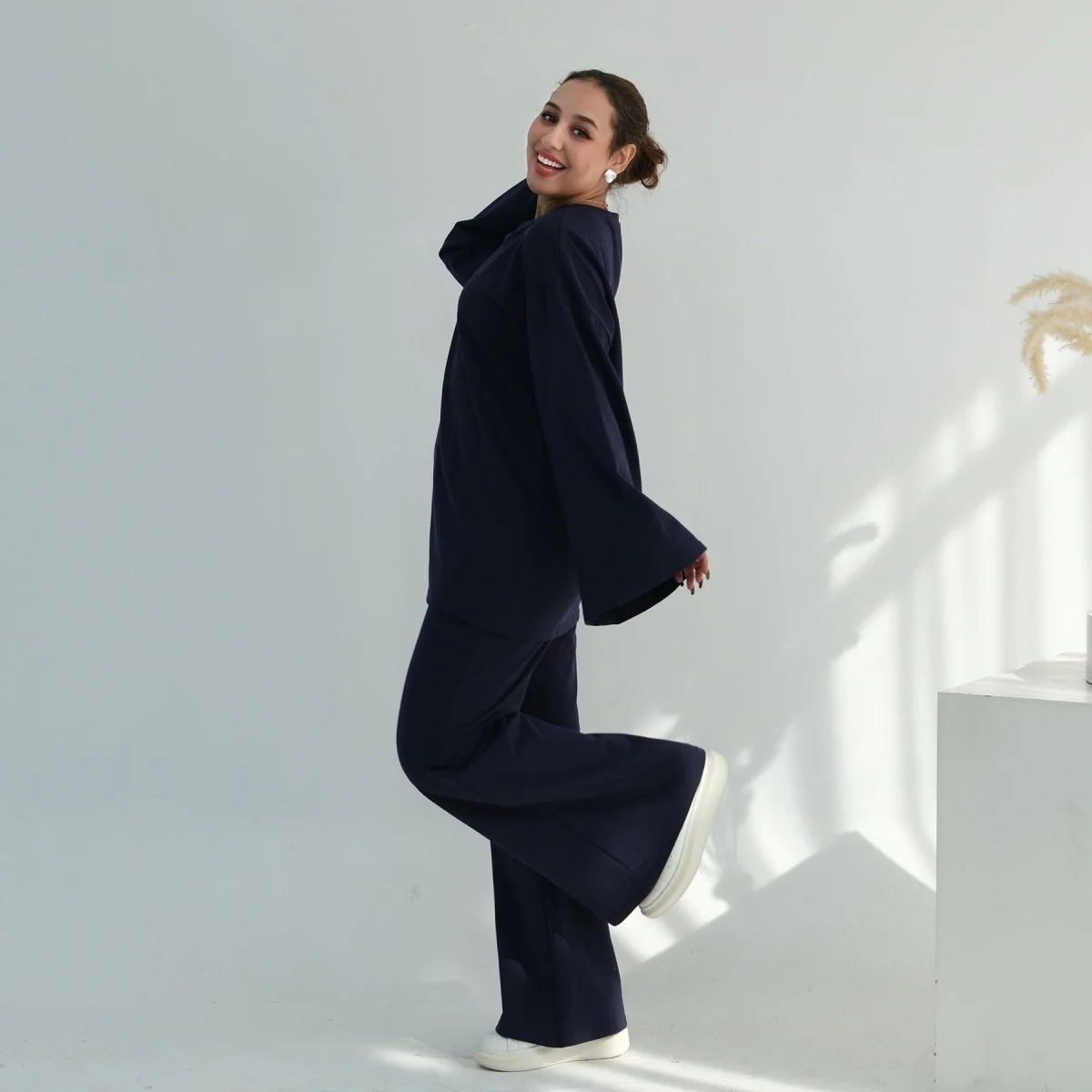 Cotton Two-Piece Set | Belted Tunic Top & Pants(MS279) - Image 13