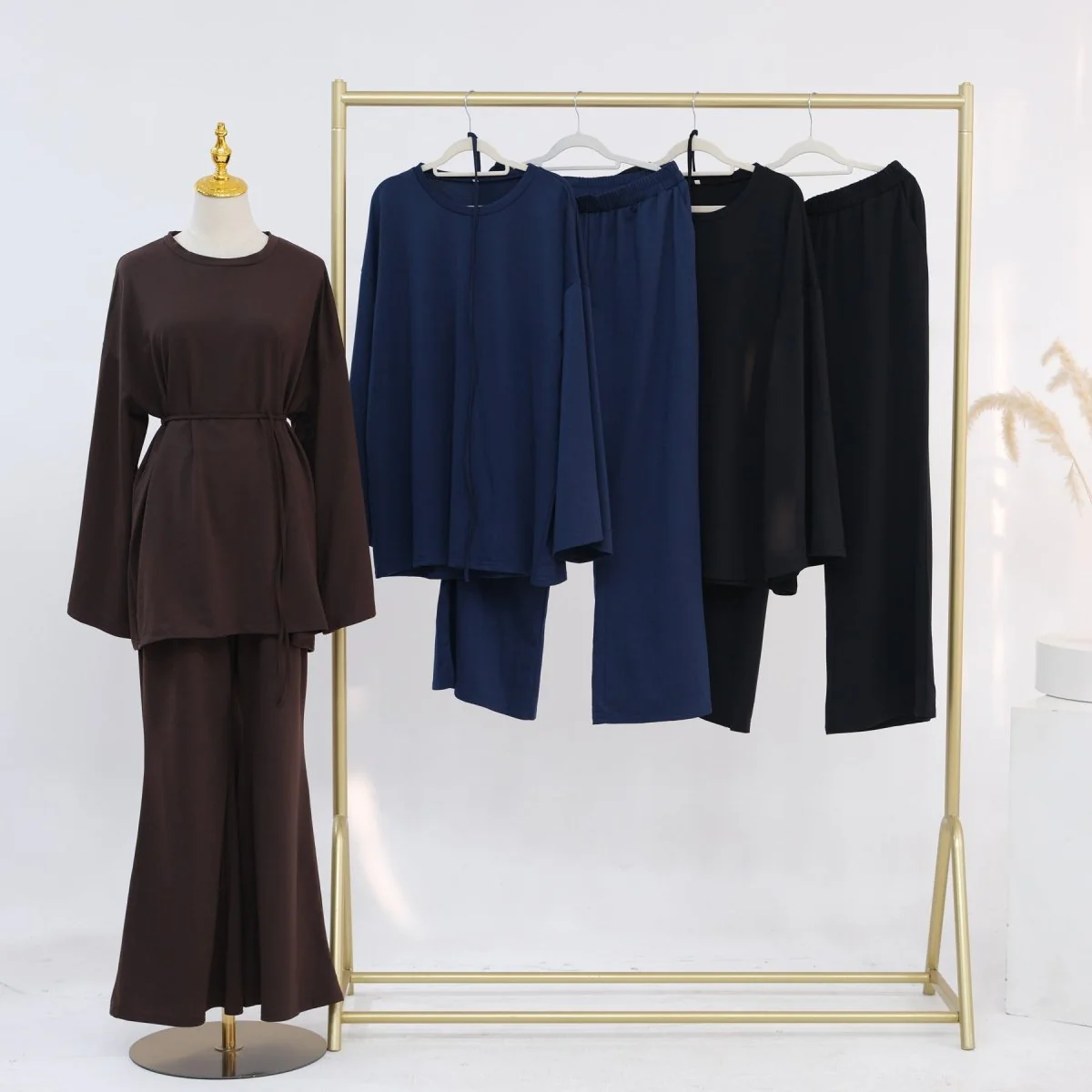 Cotton Two-Piece Set | Belted Tunic Top & Pants(MS279) - Image 15