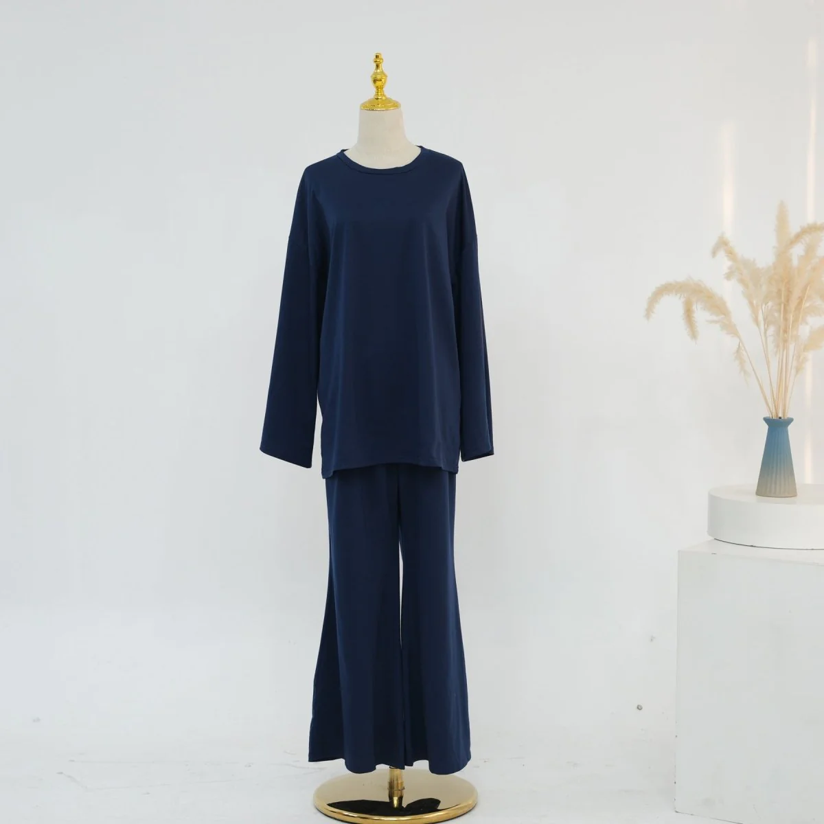 Cotton Two-Piece Set | Belted Tunic Top & Pants(MS279) - Image 16