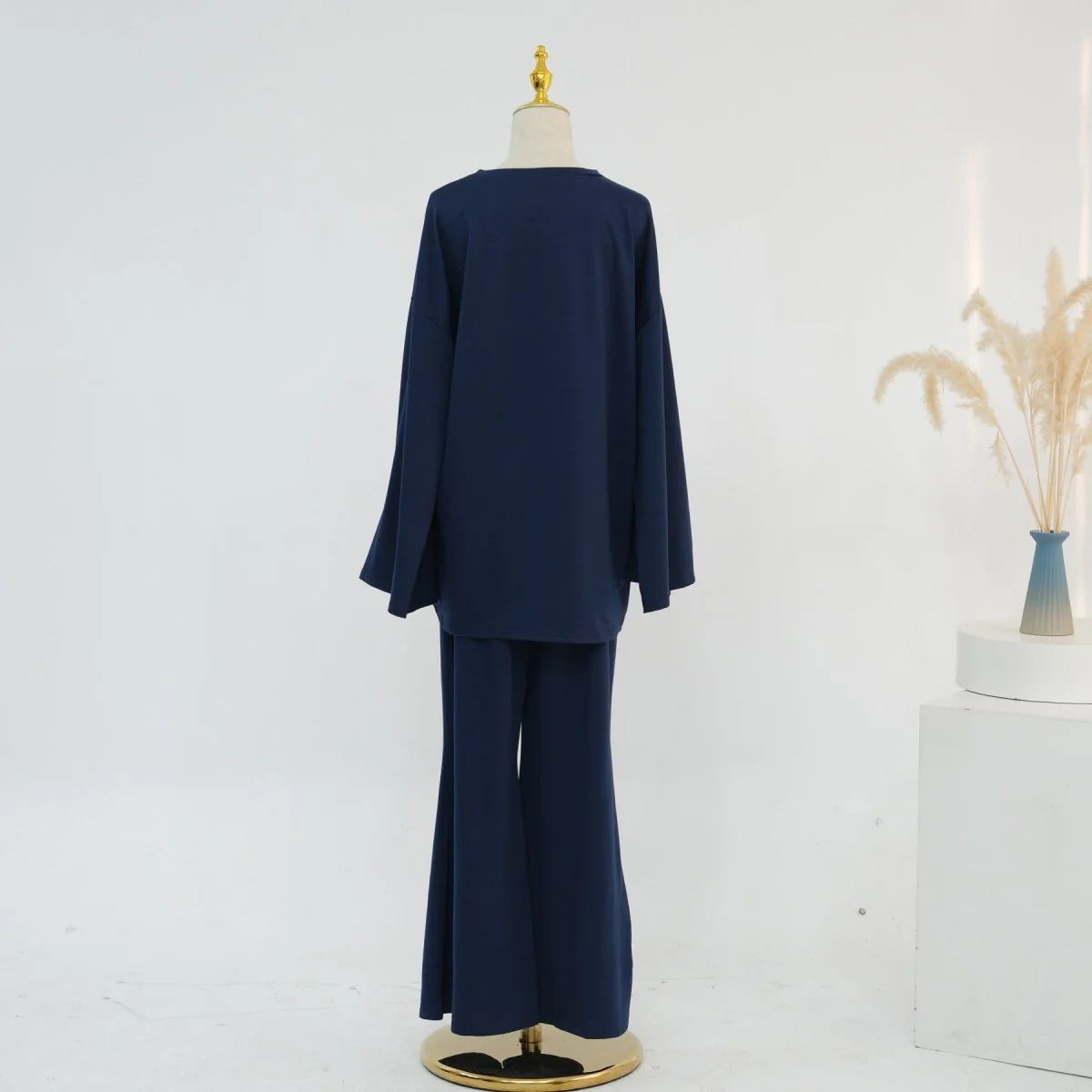 Cotton Two-Piece Set | Belted Tunic Top & Pants(MS279) - Image 20