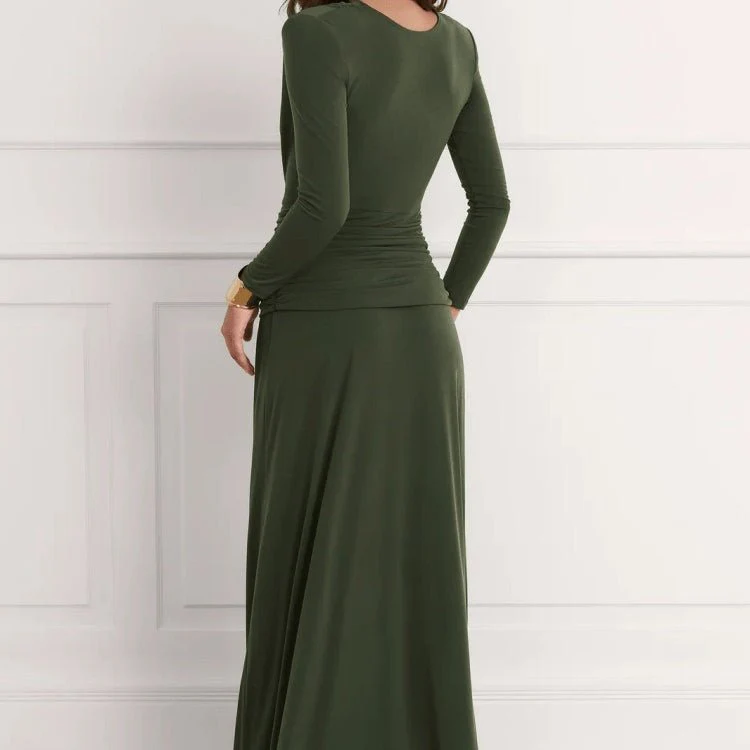 Cowl Neck Ruched Maxi Dress(MS353) - Image 5