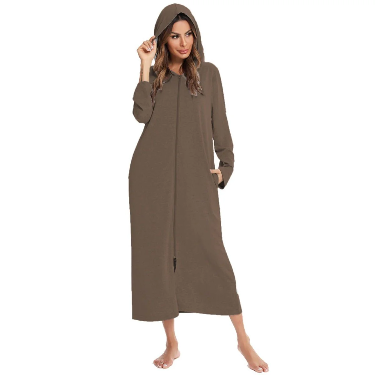 Cozy Longline Zip-Up Cardigan with Pockets | Home Wear Comfort(MS110) - Image 29