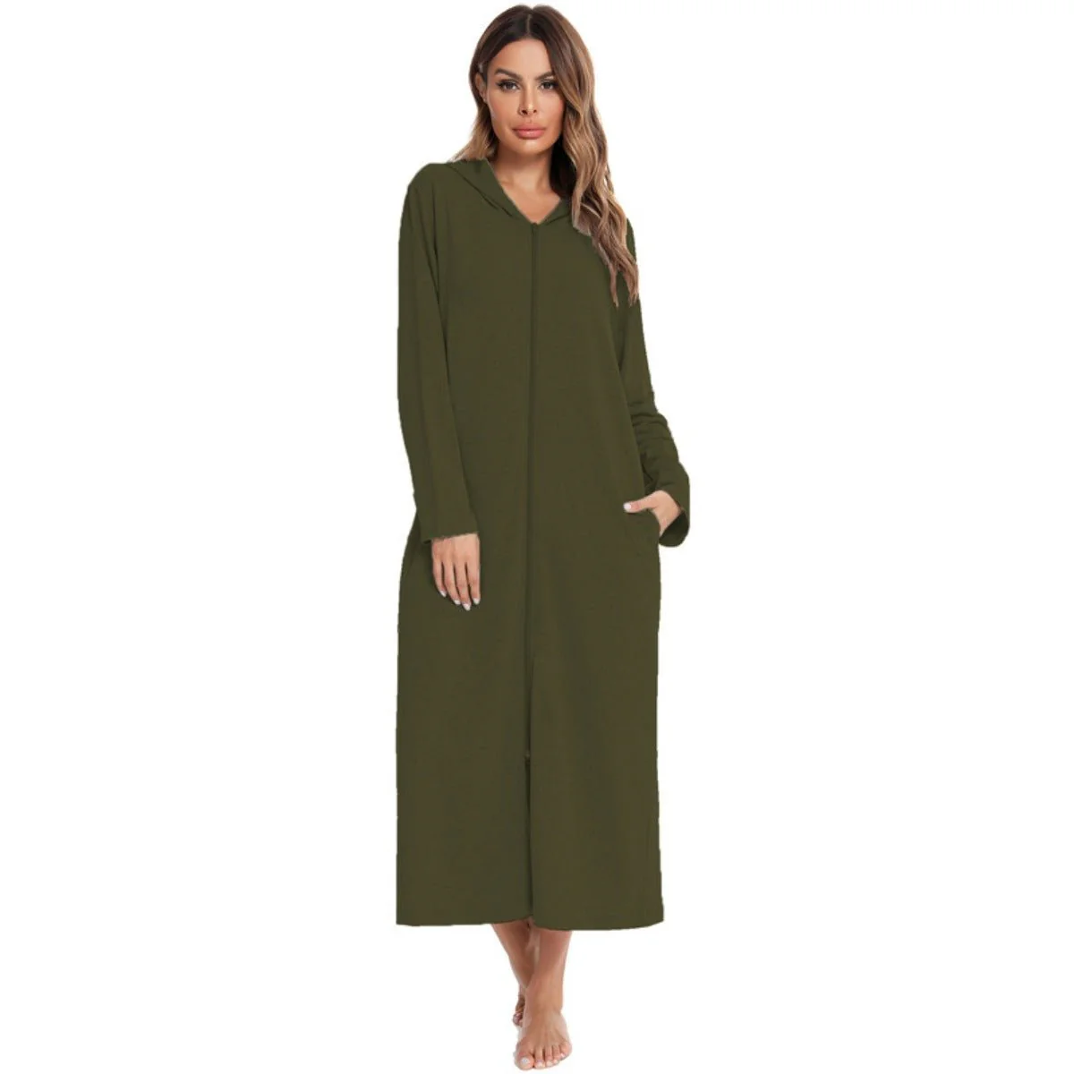 Cozy Longline Zip-Up Cardigan with Pockets | Home Wear Comfort(MS110) - Image 32
