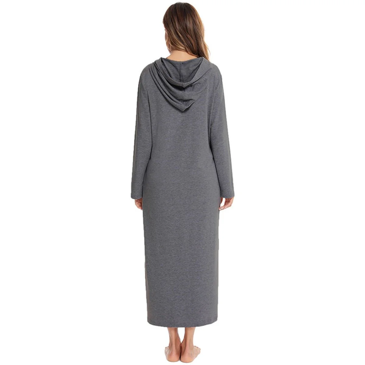 Cozy Longline Zip-Up Cardigan with Pockets | Home Wear Comfort(MS110) - Image 5