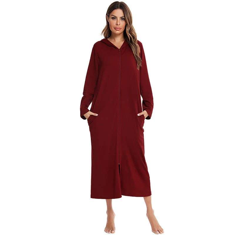 Cozy Longline Zip-Up Cardigan with Pockets | Home Wear Comfort(MS110) - Image 55