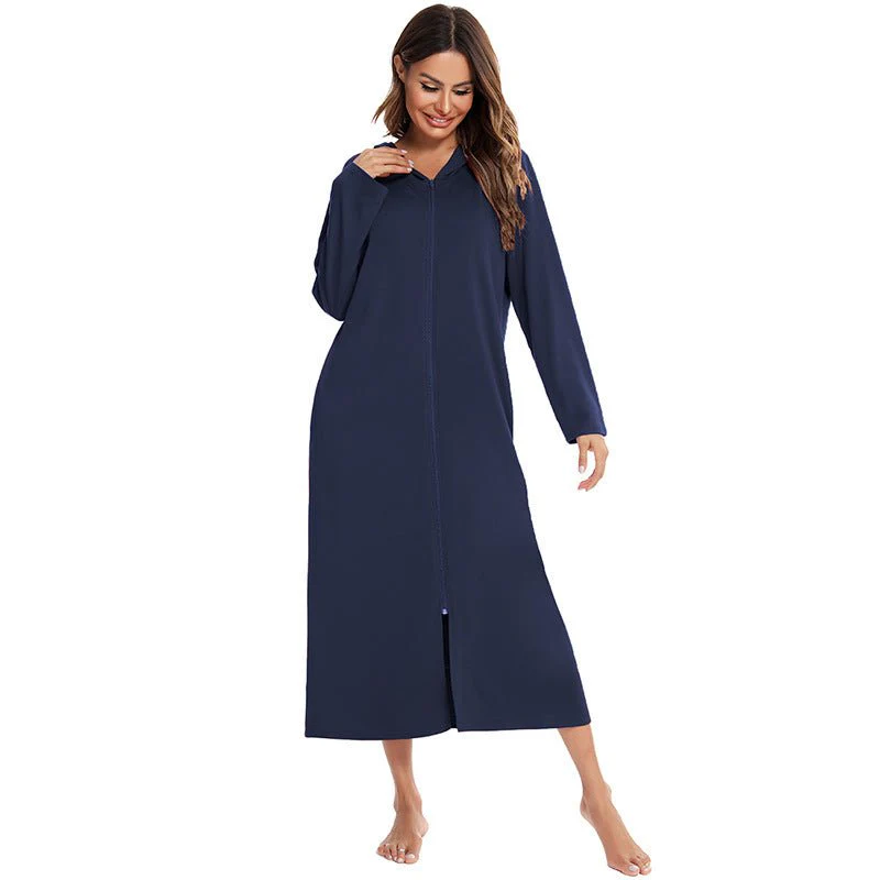 Cozy Longline Zip-Up Cardigan with Pockets | Home Wear Comfort(MS110) - Image 57