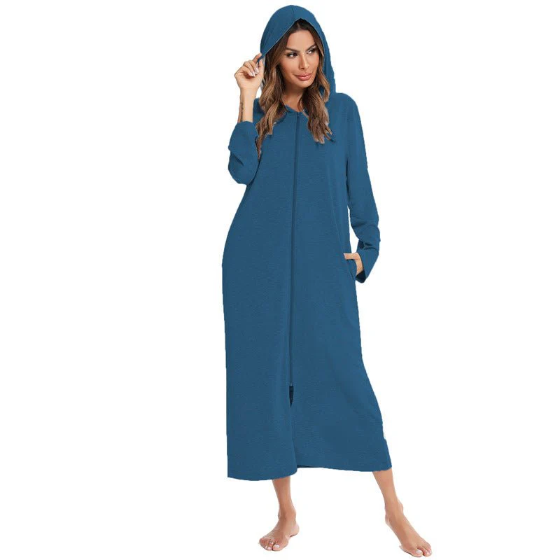 Cozy Longline Zip-Up Cardigan with Pockets | Home Wear Comfort(MS110) - Image 60