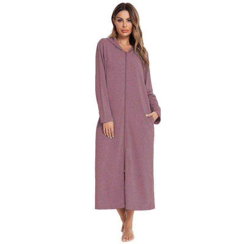 Cozy Longline Zip-Up Cardigan with Pockets | Home Wear Comfort(MS110) - Image 61