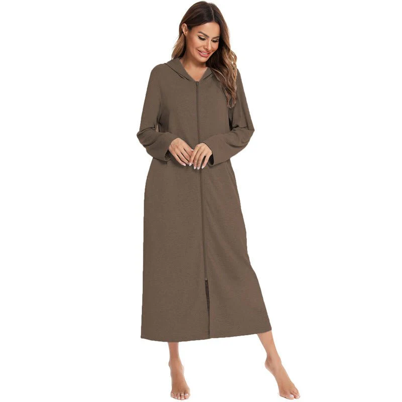 Cozy Longline Zip-Up Cardigan with Pockets | Home Wear Comfort(MS110) - Image 62