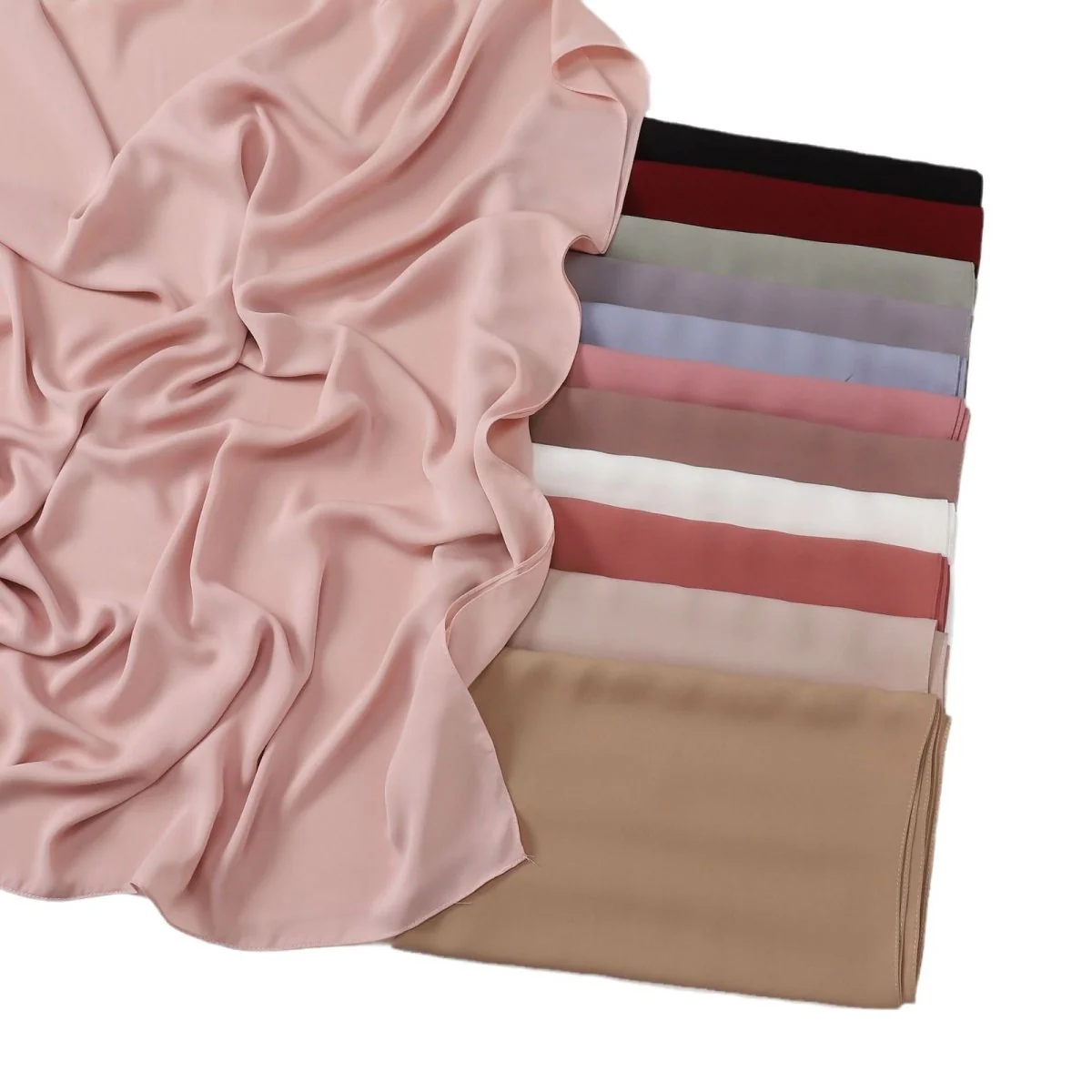 Crinkle-Resistant Long Hijab Silk-Like Hijab (MH154) - Image 17