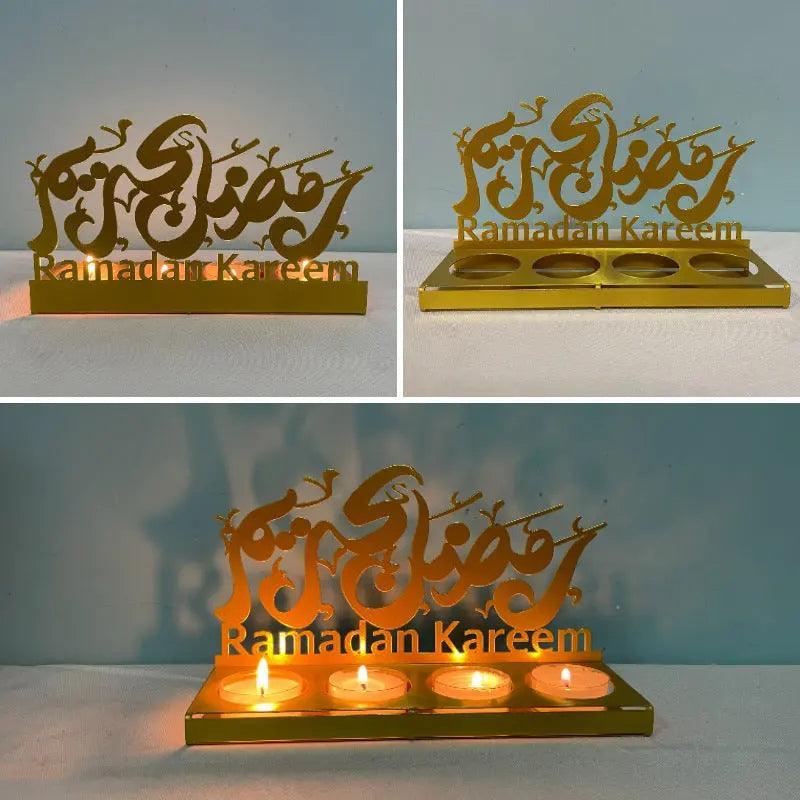 MR042 EID MUBARAK Castle Iron Candlestick Moon Star Light - Image 2