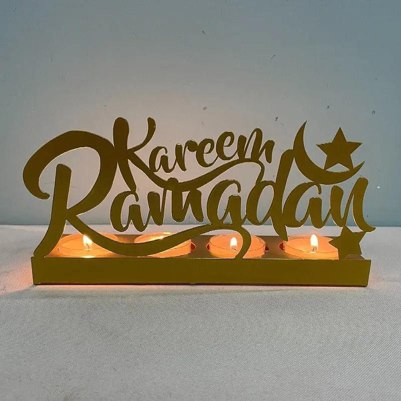 MR042 EID MUBARAK Castle Iron Candlestick Moon Star Light - Image 4