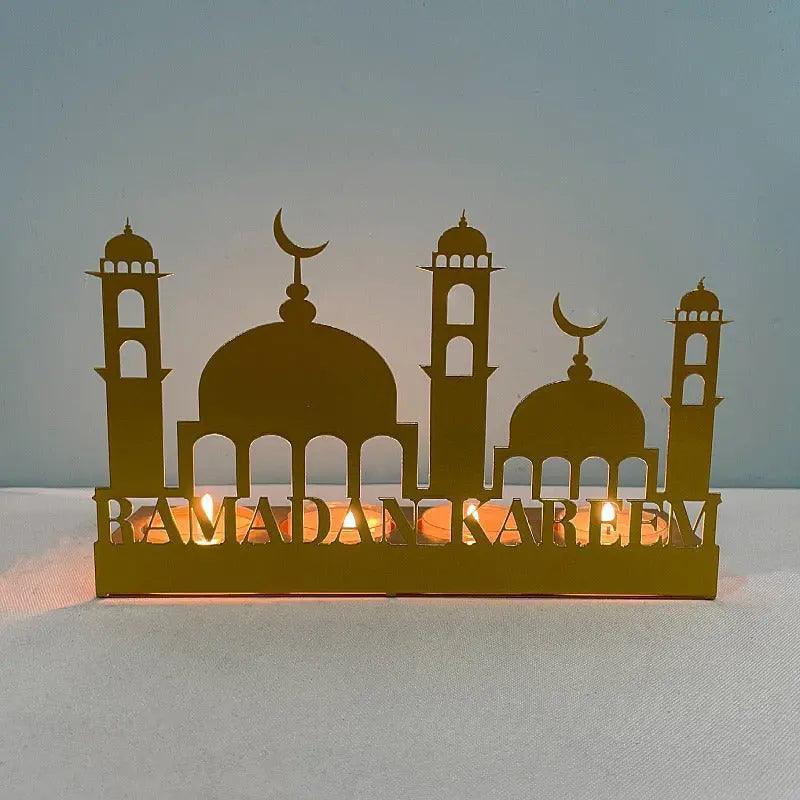 MR042 EID MUBARAK Castle Iron Candlestick Moon Star Light - Image 5
