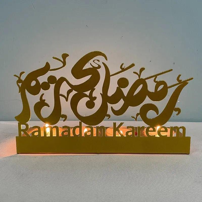 MR042 EID MUBARAK Castle Iron Candlestick Moon Star Light - Image 9