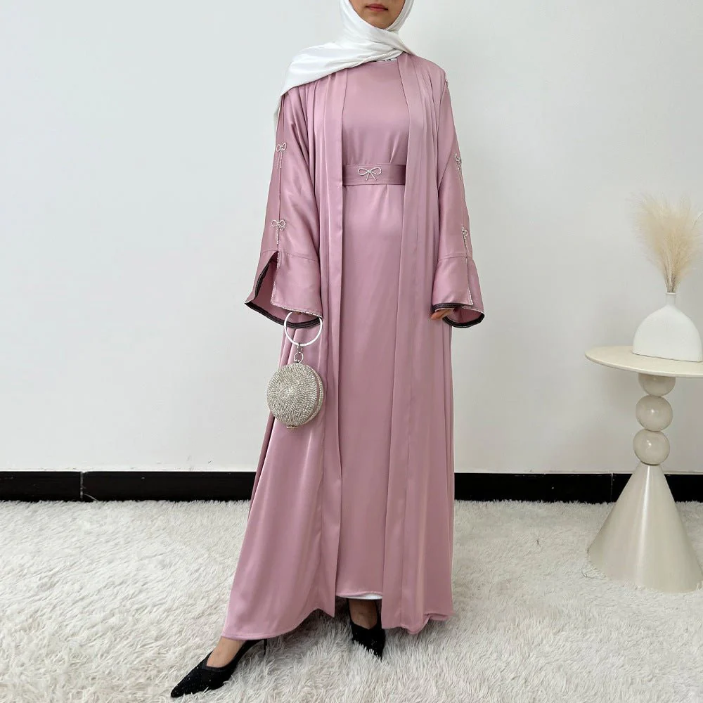 Crystal Bow Embellished Abaya 4-Piece Set(MOA253) - Image 12