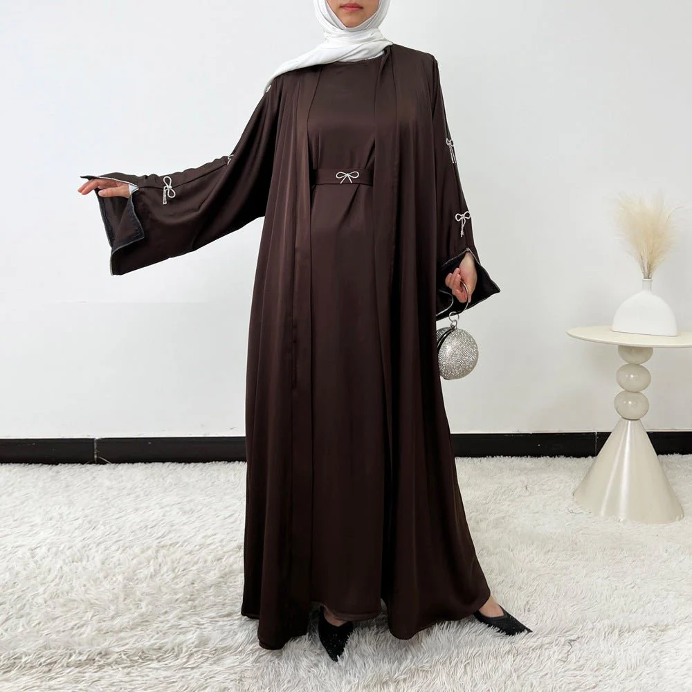 Crystal Bow Embellished Abaya 4-Piece Set(MOA253) - Image 14