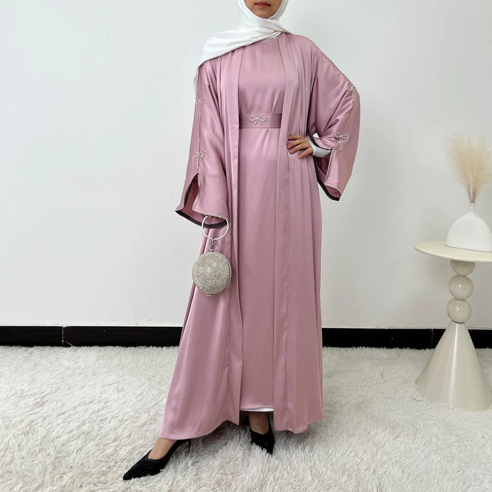 Crystal Bow Embellished Abaya 4-Piece Set(MOA253) - Image 3