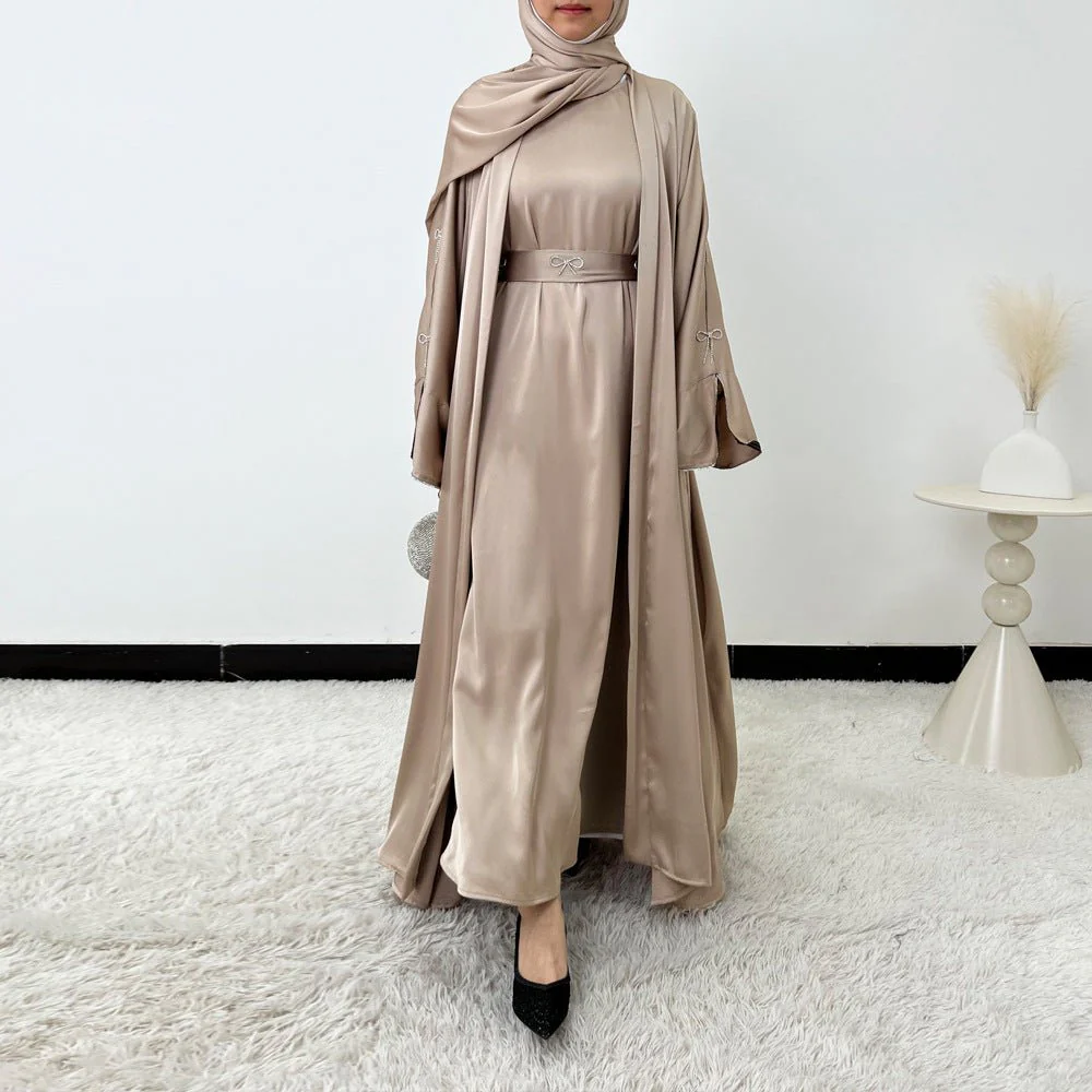 Crystal Bow Embellished Abaya 4-Piece Set(MOA253) - Image 4