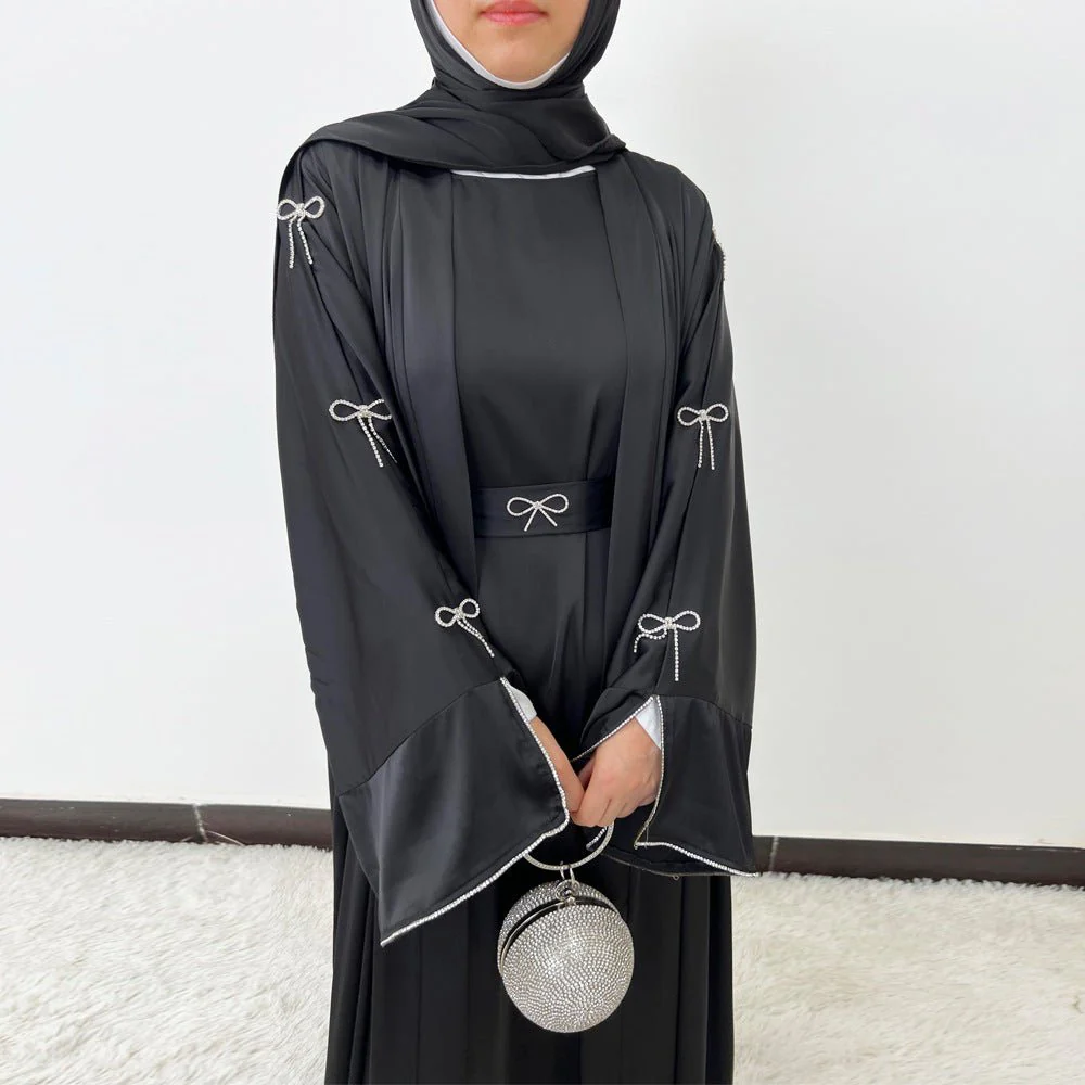 Crystal Bow Embellished Abaya 4-Piece Set(MOA253) - Image 5