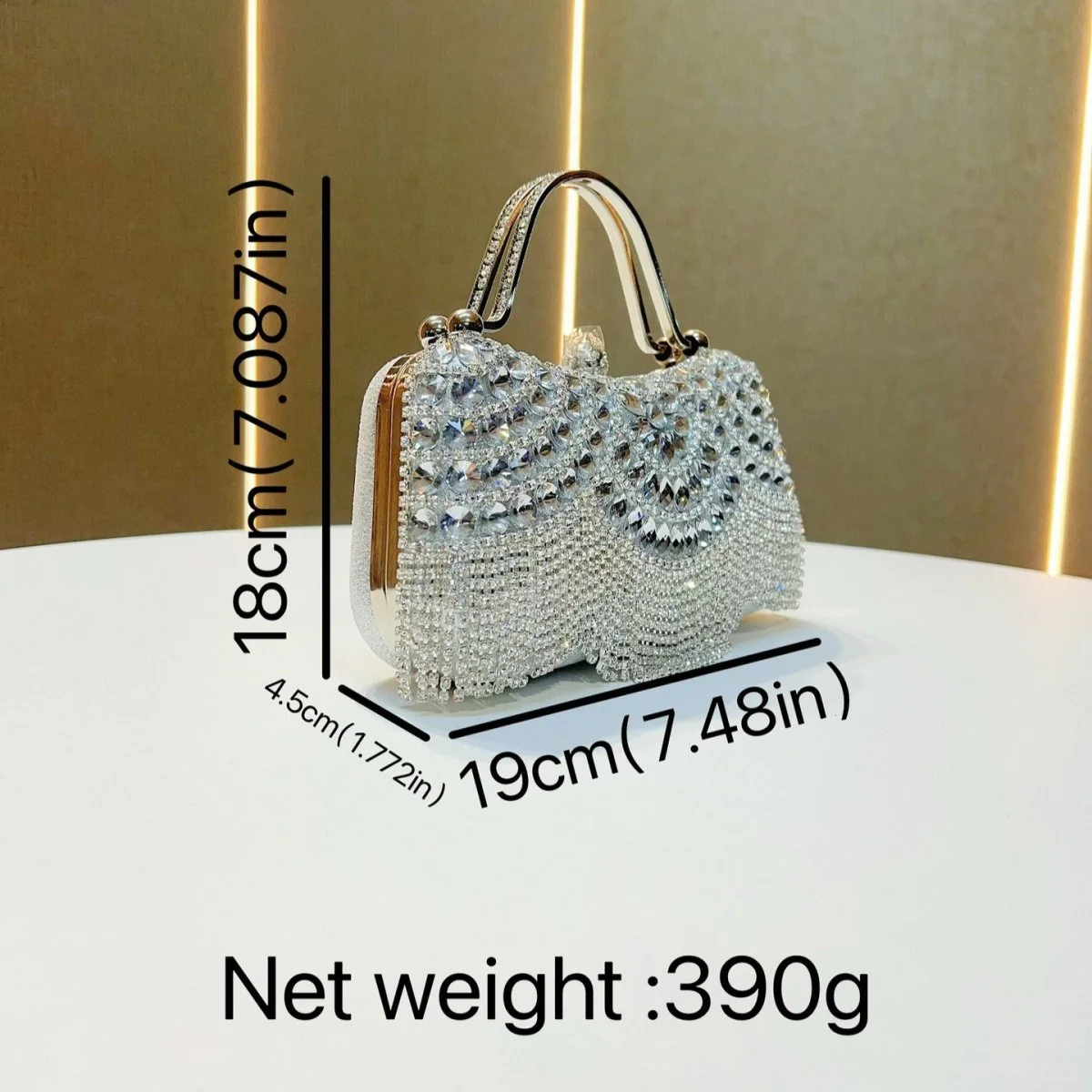 Crystal-Embellished Clutch Bag with Tassels – Versatile Evening Purse for Weddings & Galas (MAC276) - Image 7