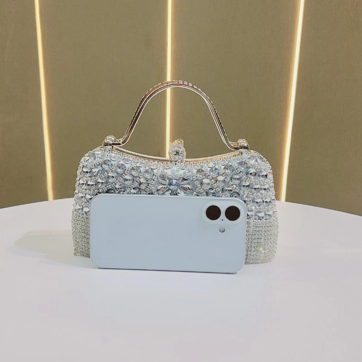 Crystal-Embellished Clutch Bag with Tassels – Versatile Evening Purse for Weddings & Galas (MAC276) - Image 8