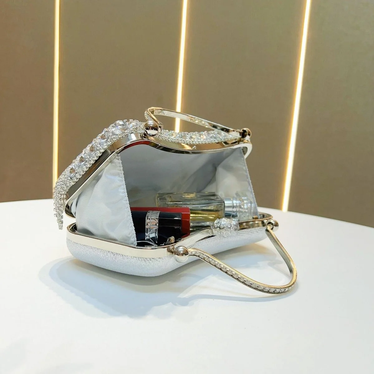 Crystal-Embellished Clutch Bag with Tassels – Versatile Evening Purse for Weddings & Galas (MAC276) - Image 9