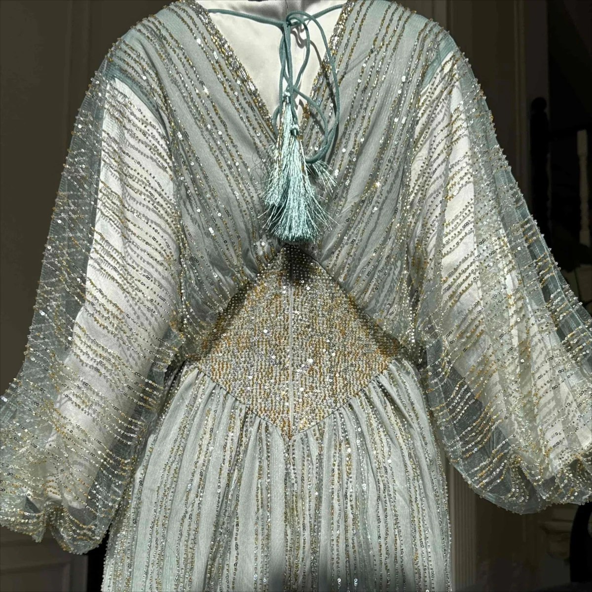 Crystal-Embellished Elegant Abaya with Defined Waist Silhouette (MA391) - Image 15
