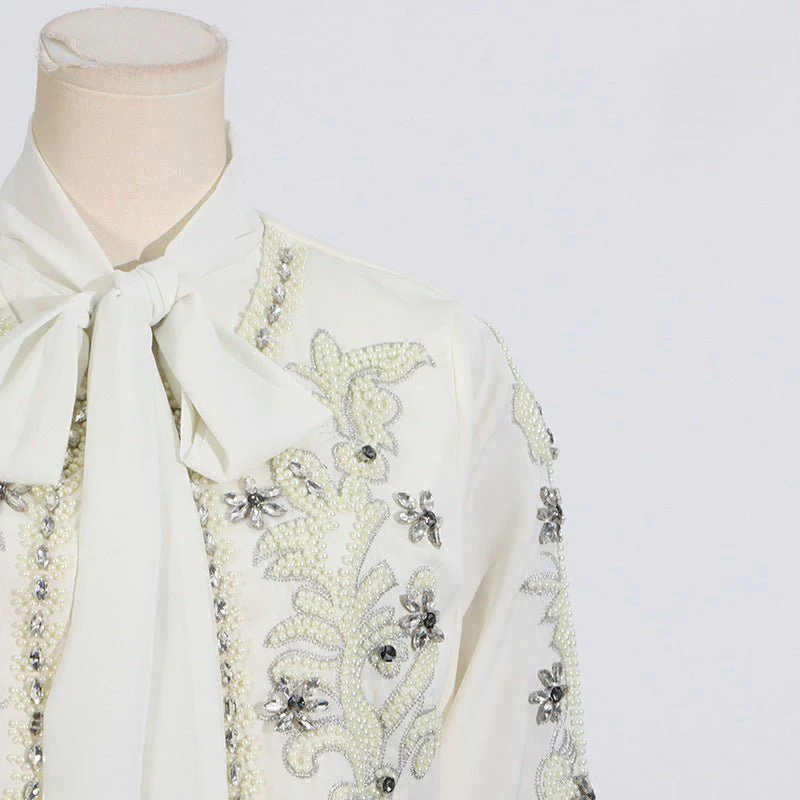 Crystal Embellished Jacket & Pleated Skirt Set(MS305) - Image 10