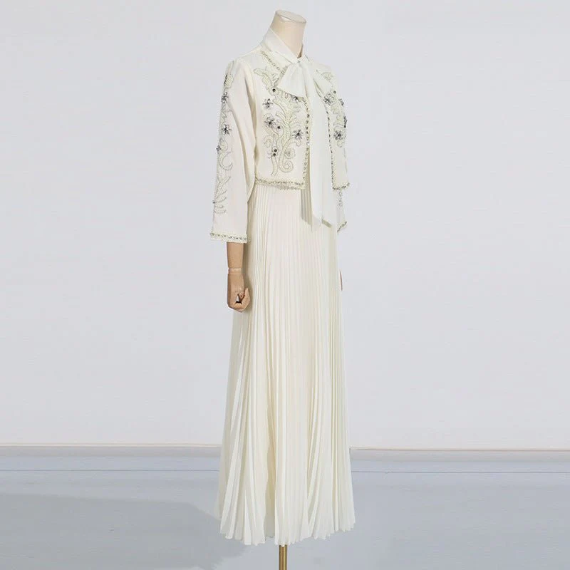 Crystal Embellished Jacket & Pleated Skirt Set(MS305) - Image 5