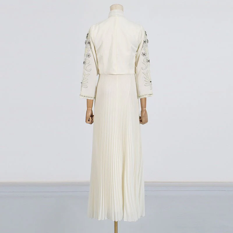 Crystal Embellished Jacket & Pleated Skirt Set(MS305) - Image 6