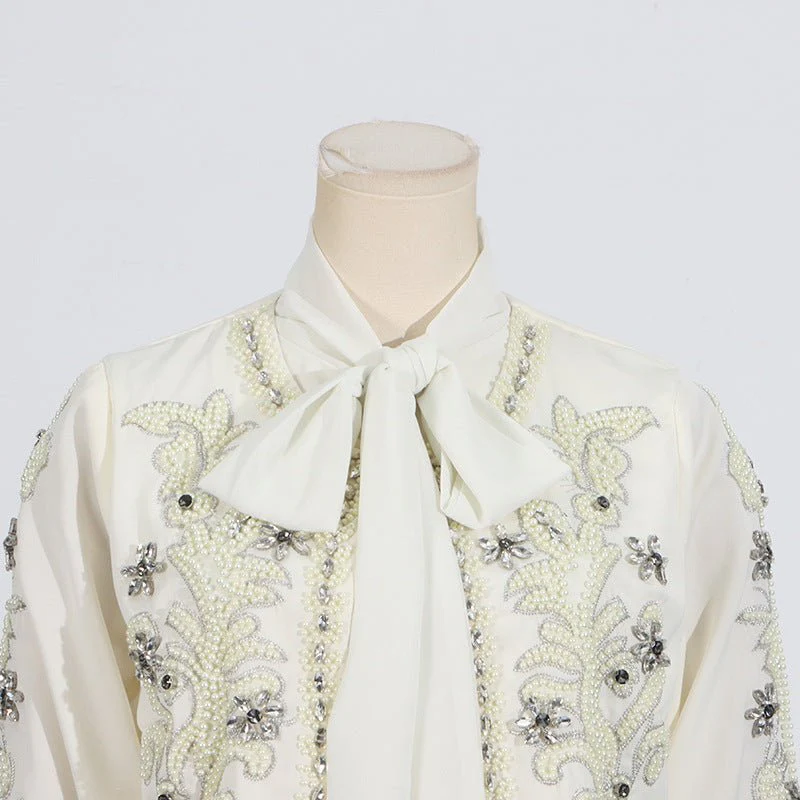 Crystal Embellished Jacket & Pleated Skirt Set(MS305) - Image 9