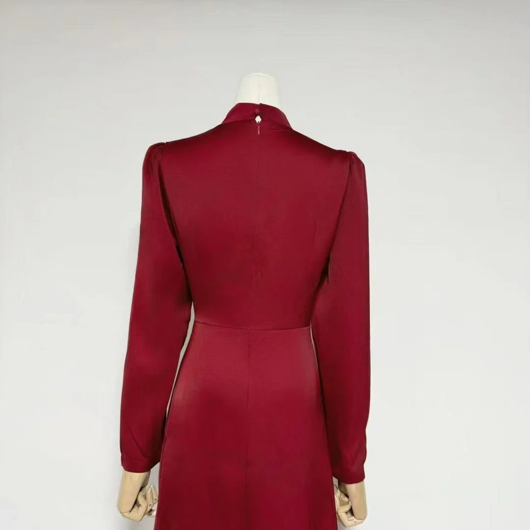 Crystal-Embellished Ruched Dress with Asymmetric Ruffle Skirt(MS346) - Image 10