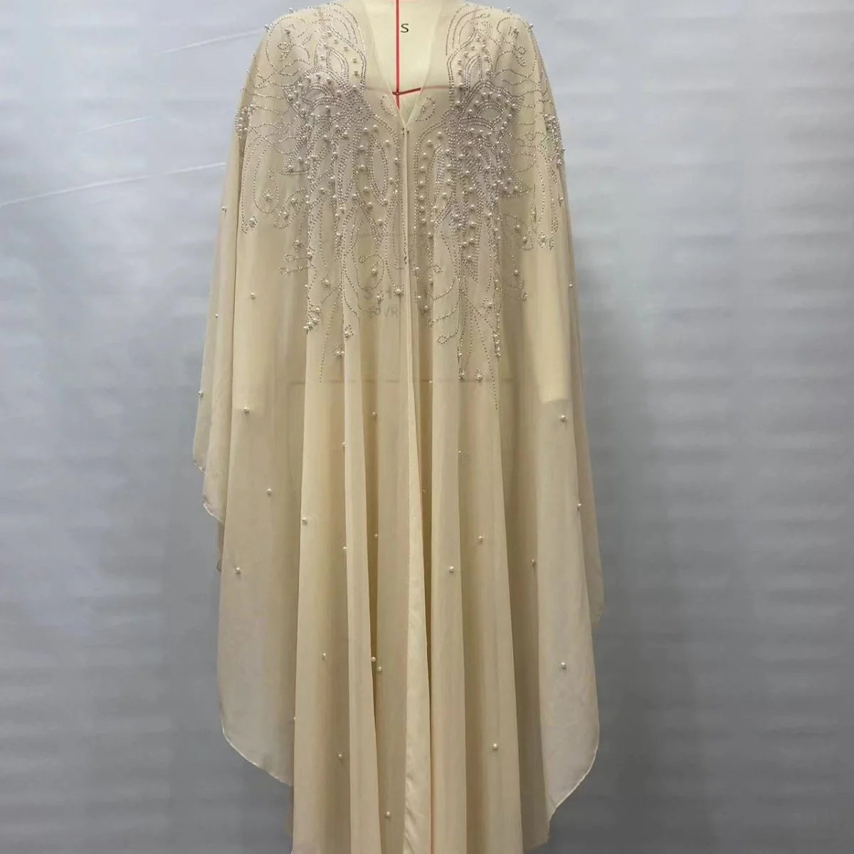 Crystal & Pearl Embellished Hooded Cape Abaya (MA366) - Image 21
