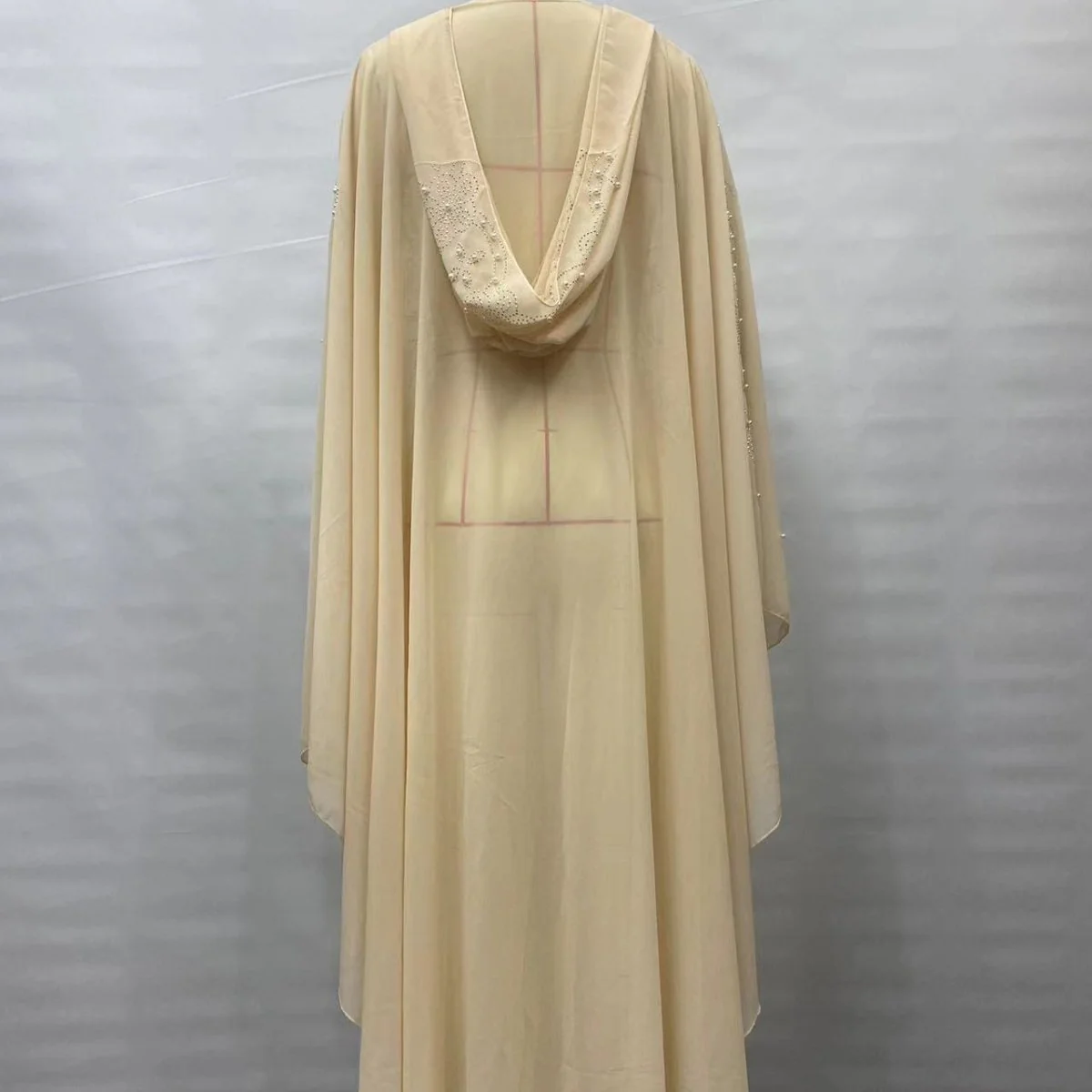 Crystal & Pearl Embellished Hooded Cape Abaya (MA366) - Image 22