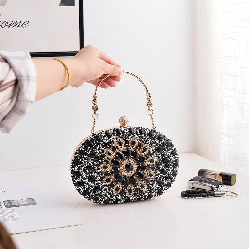Crystal Sunflower Evening Clutch | Rhinestone Party Bag with Chain Handle(MAC356) - Image 10
